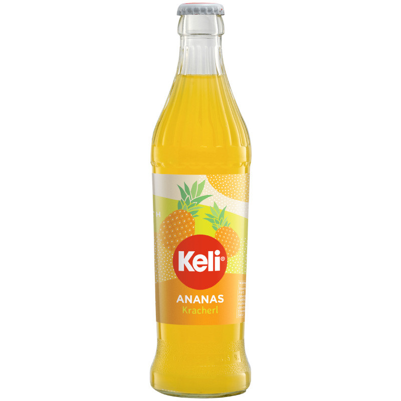 Keli Ananas Kracherl 0.33 l Glasflasche spritziges Ananas Erfrischungsgetränk Mehrweg